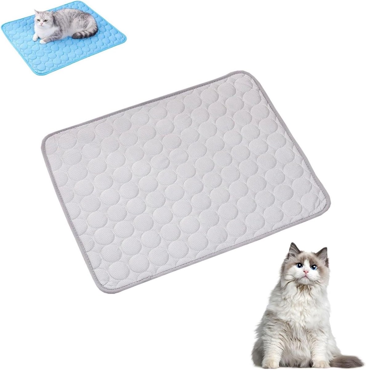 Koelmat voor honden, ijszijde, zelfkoelend kussen voor huisdieren, zomerse ademende huisdiermat voor kleine, middelgrote en grote honden en katten, draagbaar en wasbaar (grijs, M)