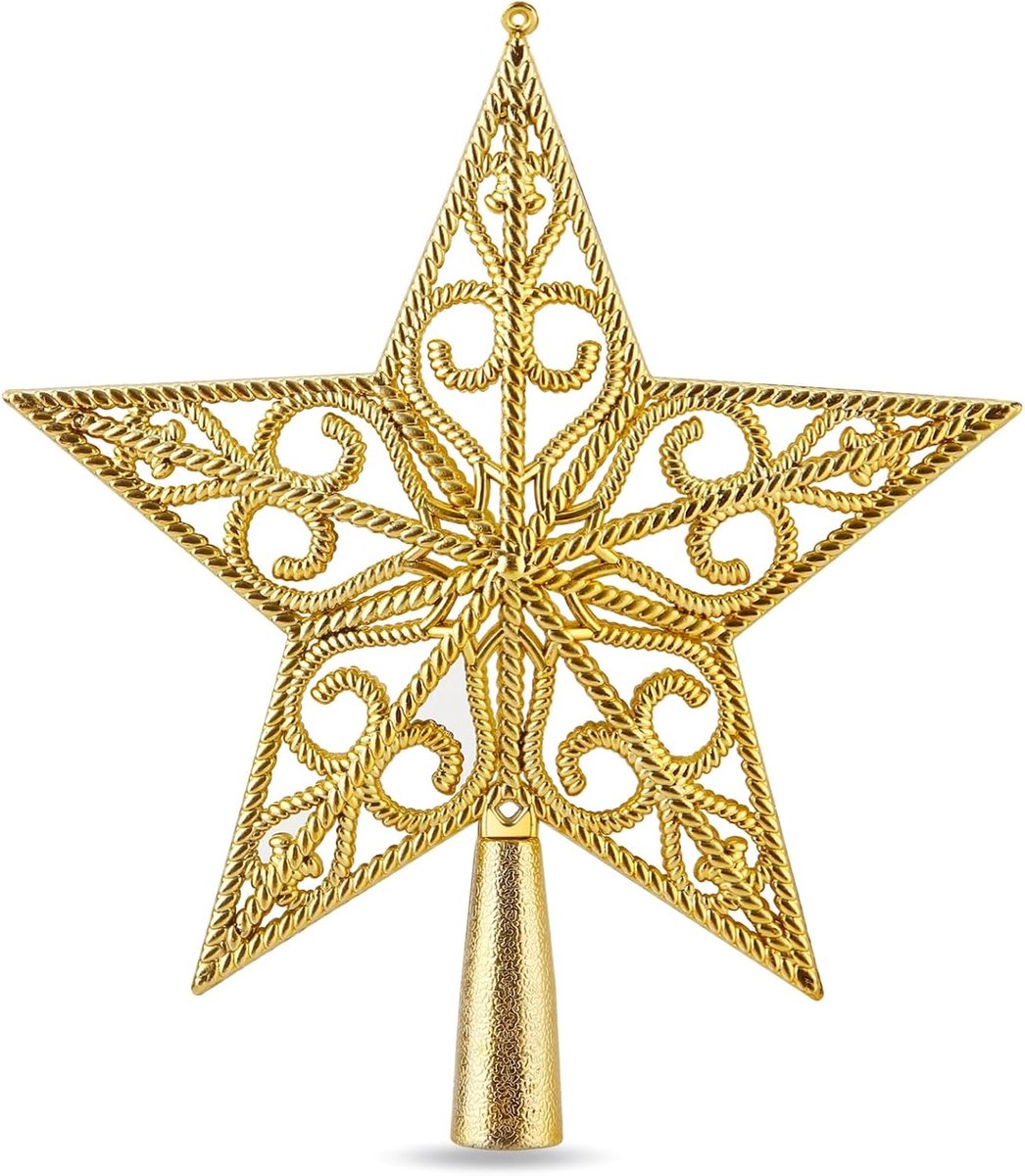 kerstboomtopper boomtopper punt voor kerstboom kerstboomtopper kerstboom kerstmis (ster-ornament-goud)