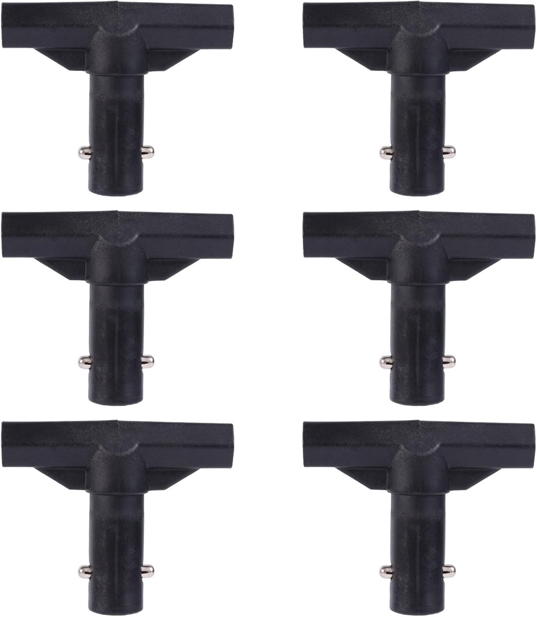 6 Stuks T-Buisverbinder voor Trampolinepaalhoezen, Zwarte Kunststof T-Connector Accessoires voor Vervanging van Verbinding tussen Bovenpaal en Net