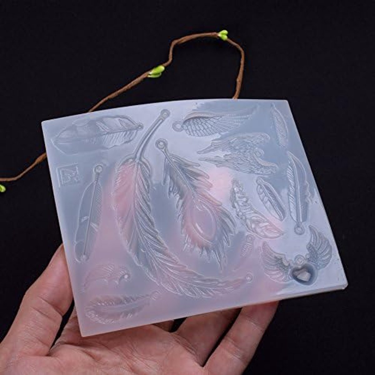 1 x semi-transparante siliconen vorm in veervorm voor hanger van epoxyhars, voor sieraden, mobiele telefoon, decoratiegereedschap