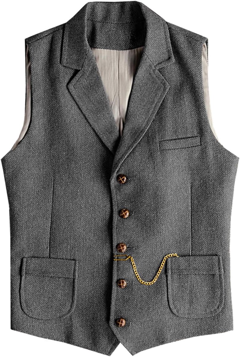 Herringbone Tweed herenpak, vest, wol, slim fit, vest, wol