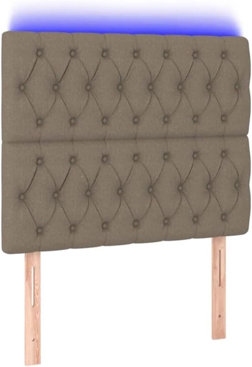 Hoofdeinde taupe, 100 x 7 x 118/128 cm, stof, voor bedden zonder hoofdeinde, ideaal voor slaapkamer en moderne woonkamers, eenvoudige montage, gemakkelijk te reinigen en rugvriendelijk zitten