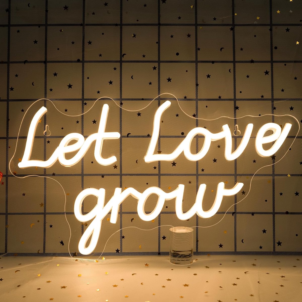 Love Grow Neon bord, laat de liefde groeien, dimbaar, letters, led-opschrift, lichtgevende borden, wanddecoratie voor bruiloft, huwelijksaanzoek, kinderkamer, terras, tuin