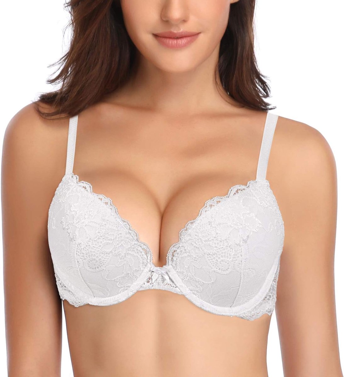 Push-up kanten beha voor dames, comfortabele gewatteerde beugelbeha, lift, voeg een cup toe