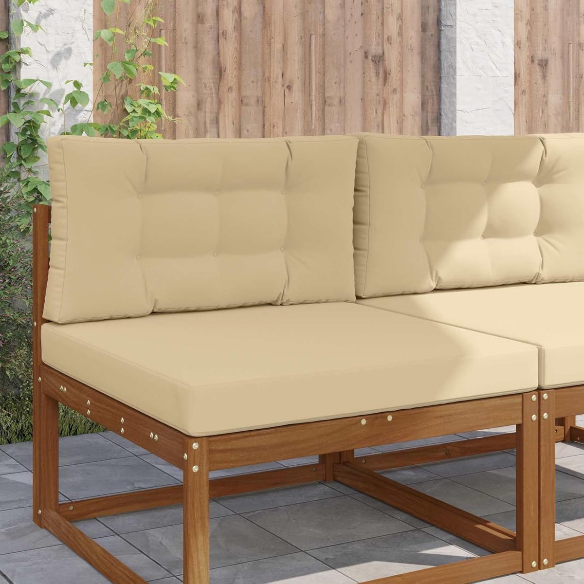 Sofakussen voor buiten, 2 stuks, beige, polyester, rugkussen, palletkussen, zitkussen, voor palletmeubels, tuinmeubelen, 900849