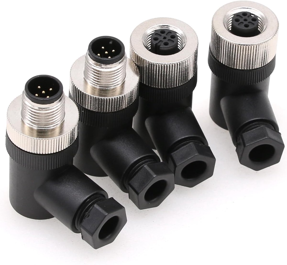 2 Sets Rechte hoek M12 5 Pin Mannelijke & Vrouwelijke A Code Luchtvaart Plug Industriële Sensor Connector Waterdichte Rechte hoek 12mm Kabel voor NMEA 2000 Veld Installeerbare Garmin