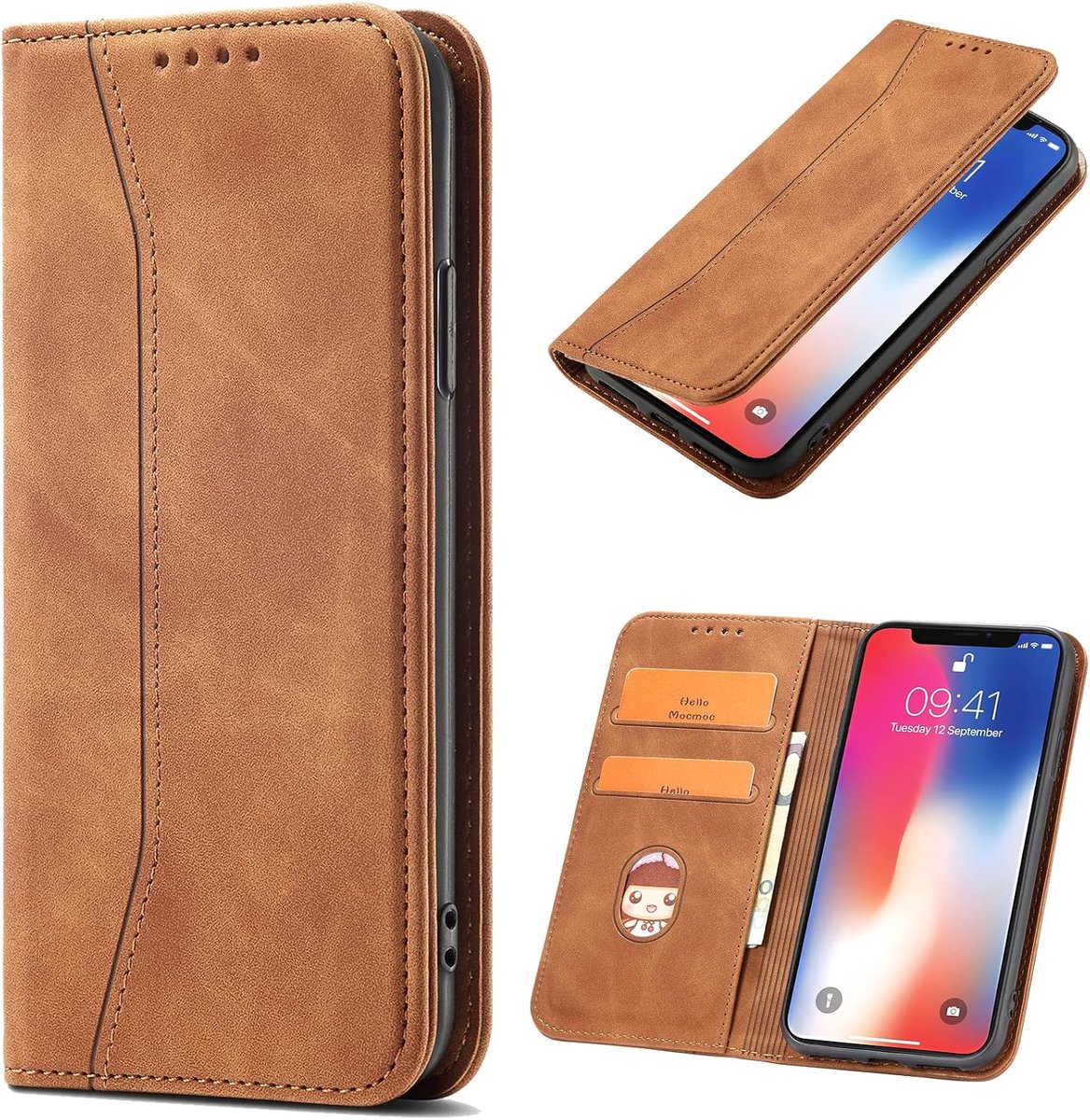 Hoesje voor Samsung Galaxy S23 FE, Premium PU Lederen Flip Magnetische Portefeuille Wallet Telefoon Case met Kaart Houder en Standaard Kenmerken Telefoonhoesje voor Samsung S23 FE (Kaki)
