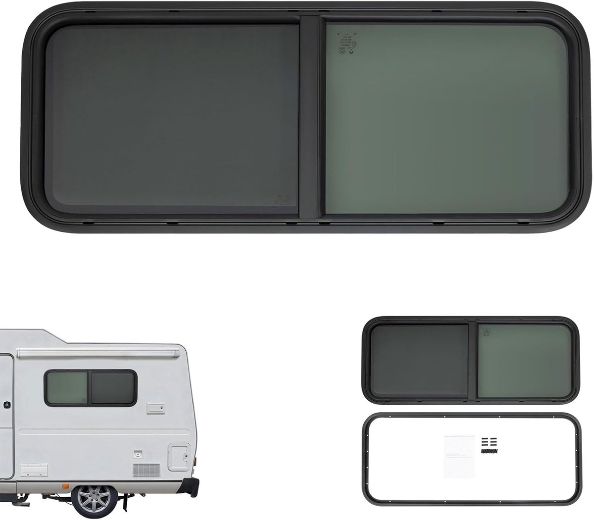 1000 x 400 mm, caravanraam, caravan, zijraam, push-raam met vliegengaas, caravanraam, camper, raam, caravan, zijraam, camper, raam