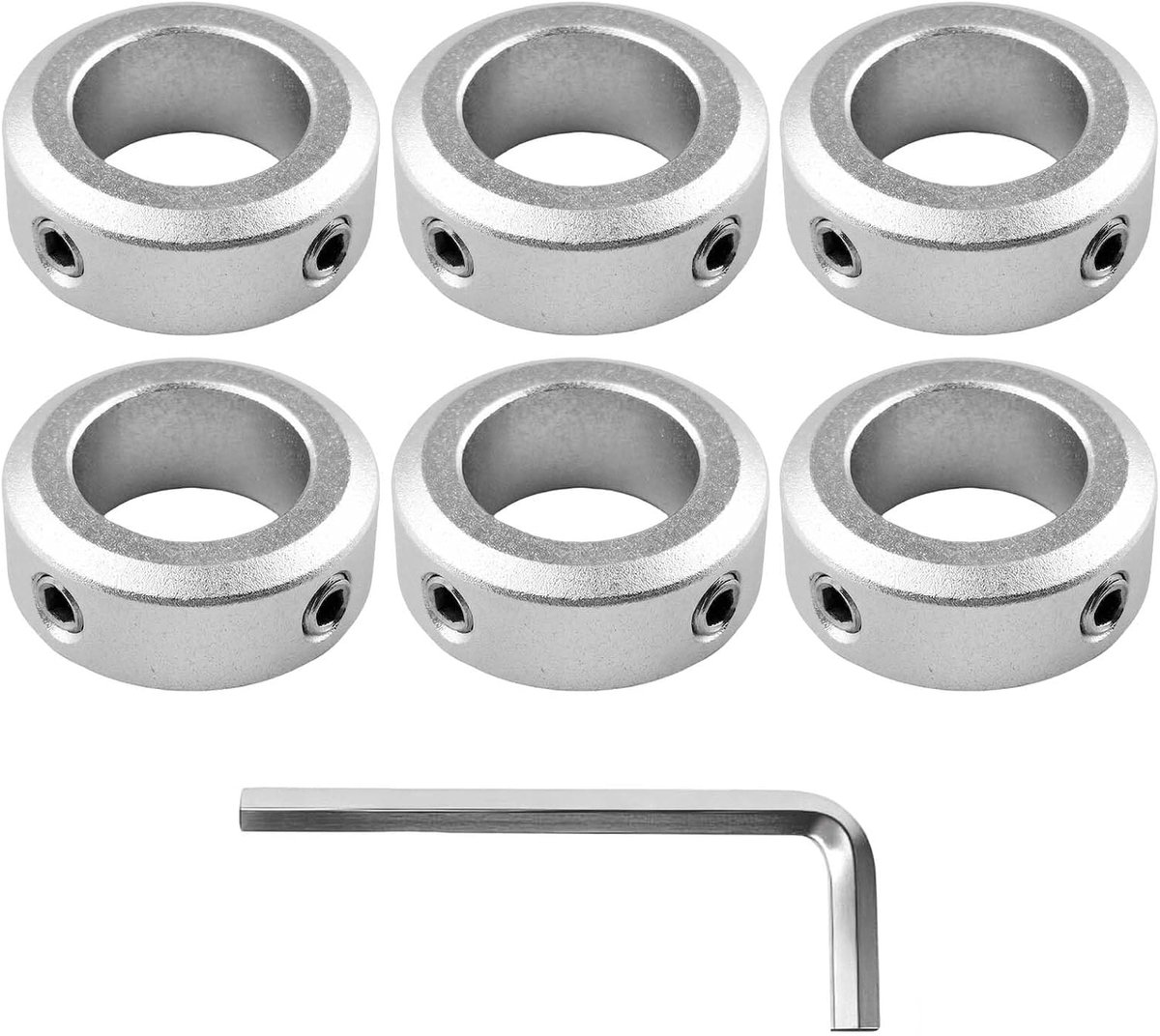 Borgring, 16 mm, 6 stuks, borgring, asborgring, diepteaanslagringen met inbussleutel, spanring, nauwkeurige instelring voor montage, industriële aluminiumlegering
