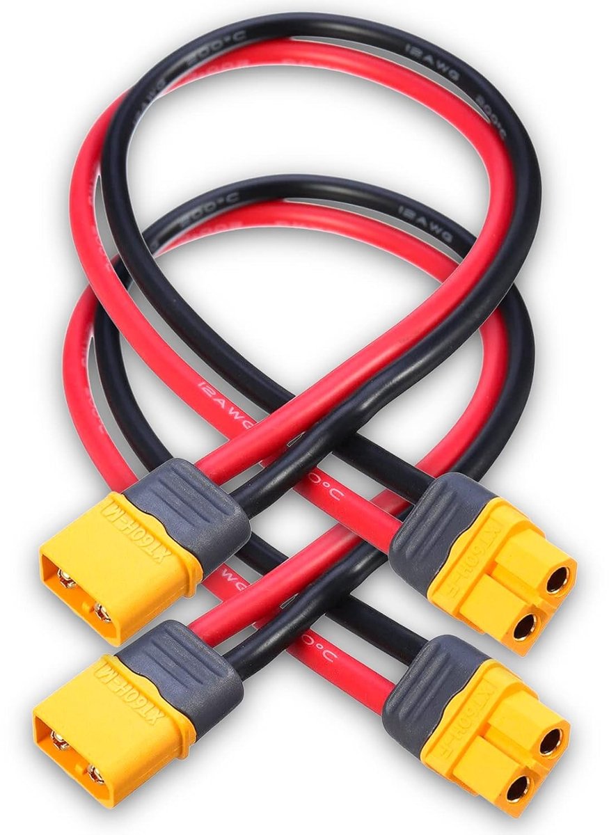 2 stuks premium XT60H verlengkabel 30 cm 12 AWG hoge stroom siliconen kbel stekker op bus mannelijk naar vrouwelijke krachtstekker goudstekker adapterkabel voor Lipo-accu