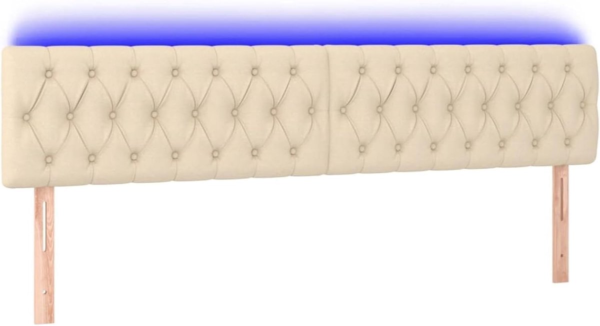 Hoofdeinde, crème, 200 x 7 x 78/88 cm, stof, voor bedden zonder hoofdeinde, ideaal voor slaapkamer en moderne woonkamers, eenvoudige montage, gemakkelijk te reinigen en rugvriendelijk zitten