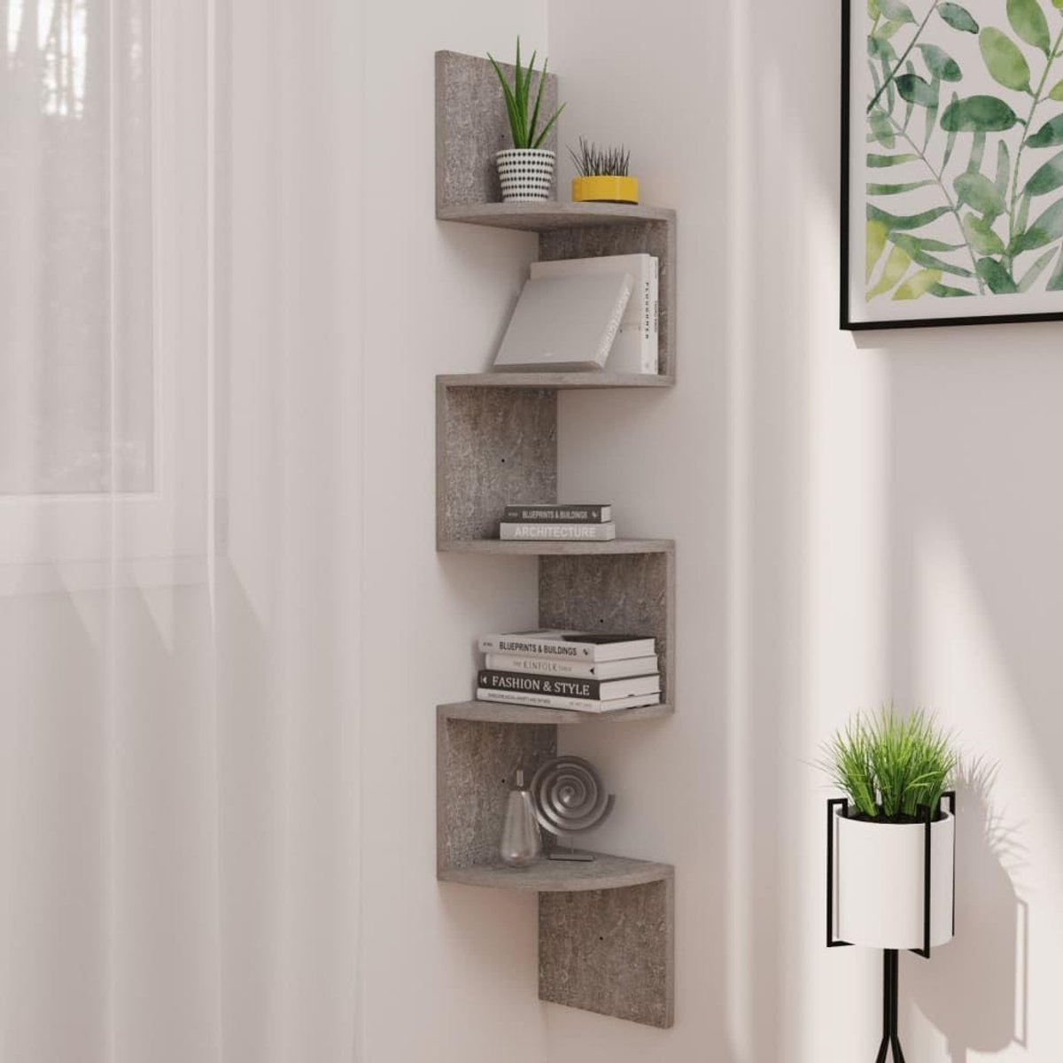 Hoekrek voor de muur, betongrijs