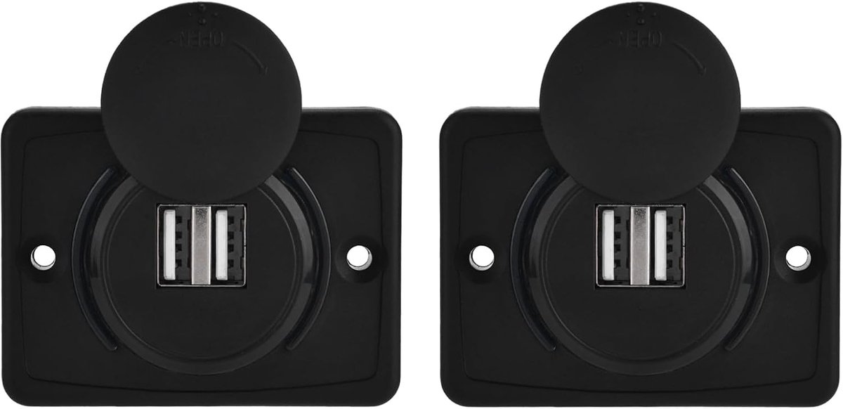 2 Stuks Auto-USB-Oplader, 3.1A Auto Dubbele Zwarte ABS USB-poort Oplader Stopcontact 12V LED Waterdicht