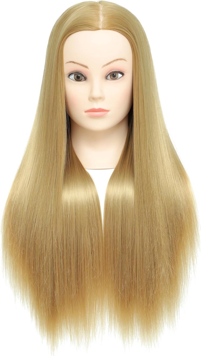 66-71 cm, 100% synthetische vezels, voor lang haar, kapper, cosmetologie, etalagepop, poppen hoofd voor stying, oefenen, met gratis klem vlechten set (27)