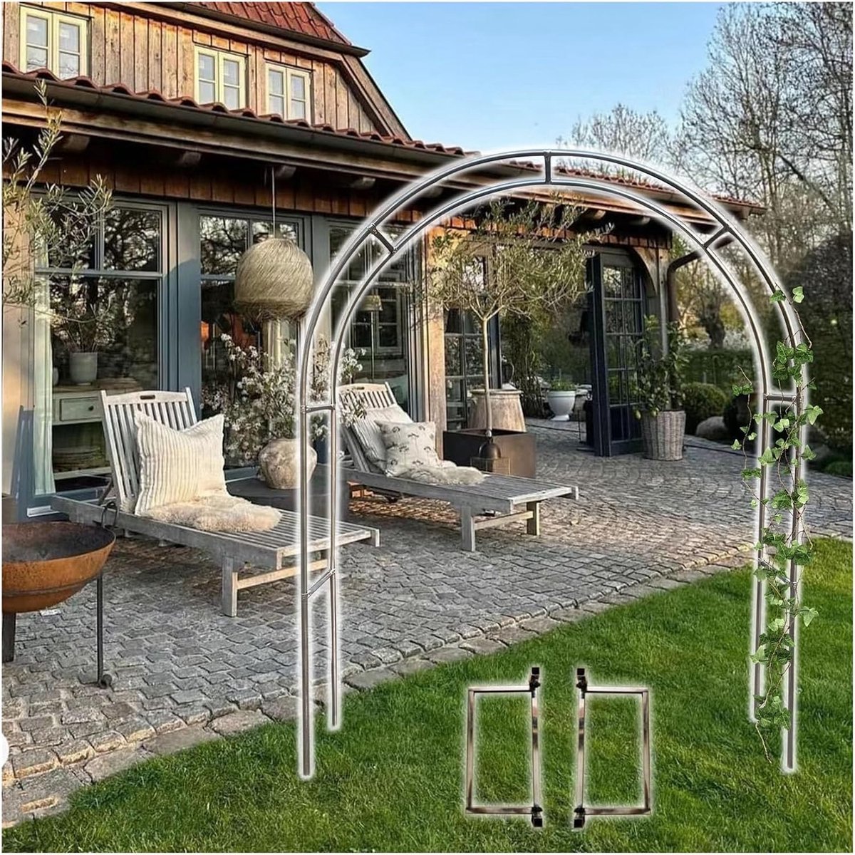 Rosenbogen Aus Edelstahl, Stabiler Torbogen Für Kletterpflanzen, Freistehende Rankhilfe & Rankgitter Für Garten, Terrasse Und Rosen, Rohrdurchmesser 19mm(1.8x2.40m/70.8x94.5in)