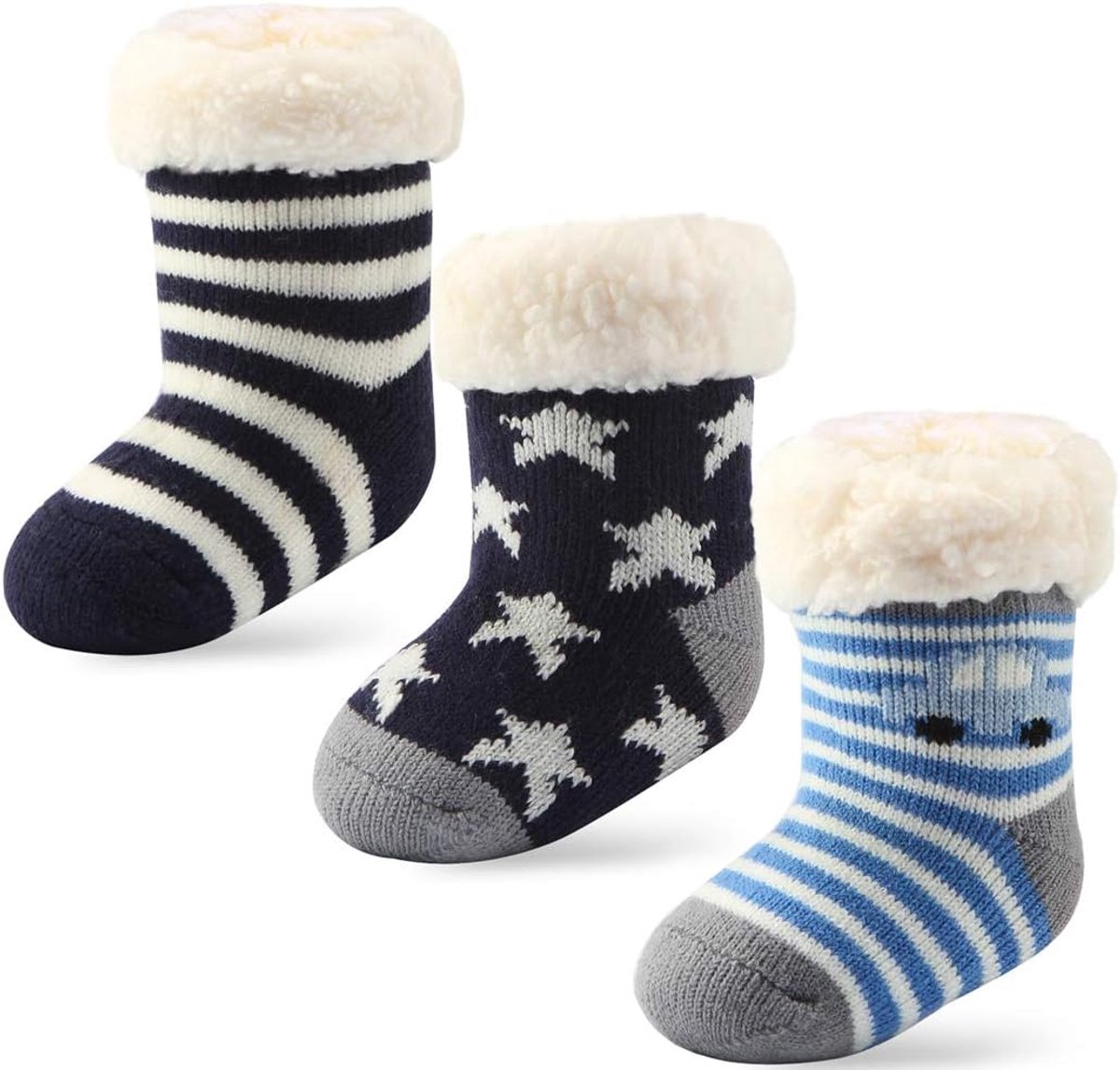Sokken met Sherpa Voering, ABS Sokken Anti Slip Baby Meisjes Jongens Kerstsokken Kinderen Pantoffel Sokken