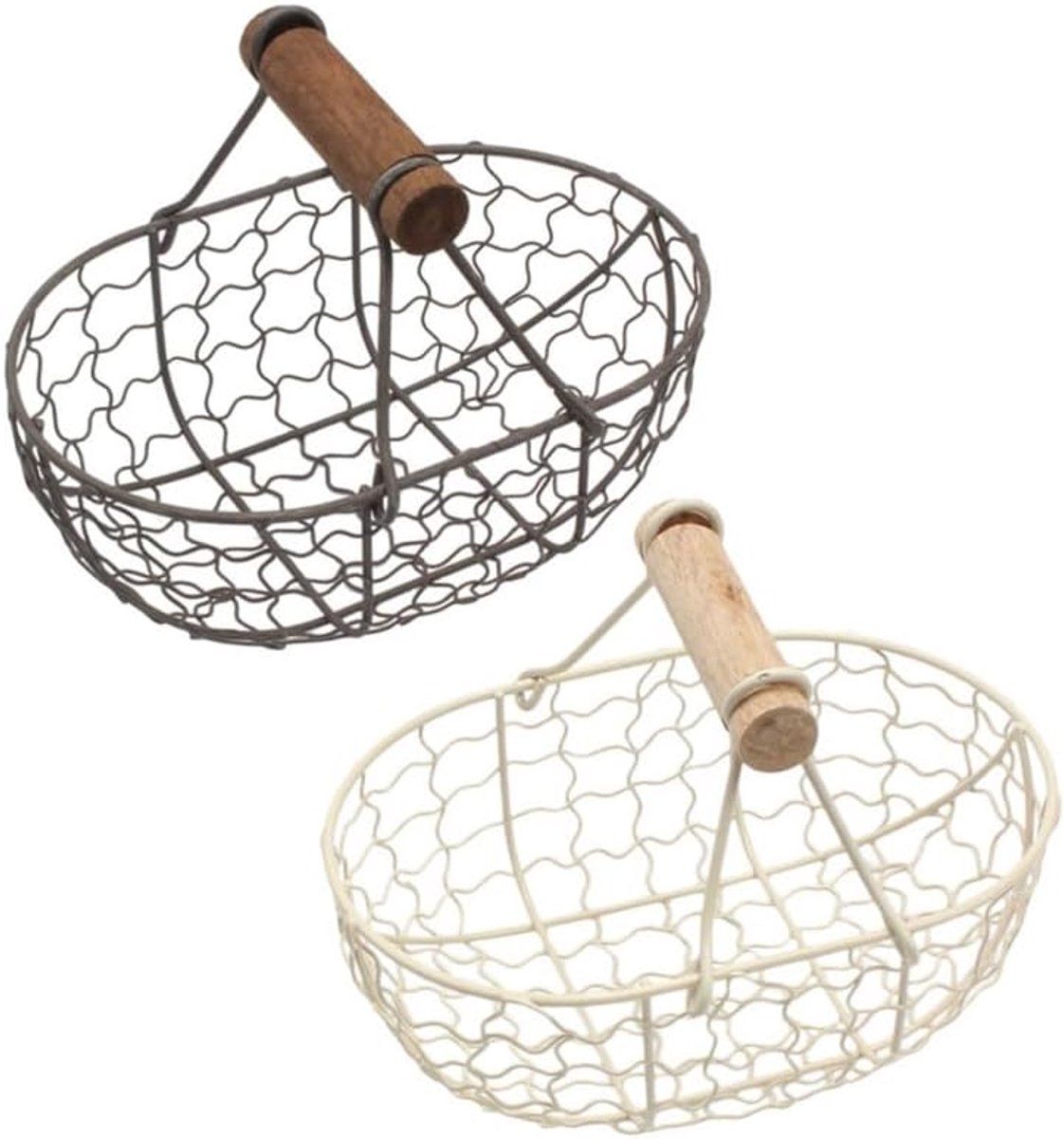 2 stuks met kippenmanden, huishoudcontainer, draad, draagbaar, verzamelen, handvat, snack, opslag, retro eiermanden, houder, hout, vintage, eieren, desktop, levensmiddelen, keuken