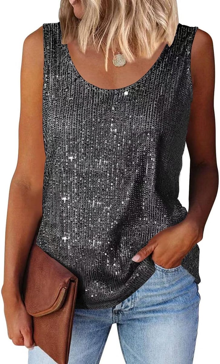 Pailletten mouwloze top vesten sprankelende tops