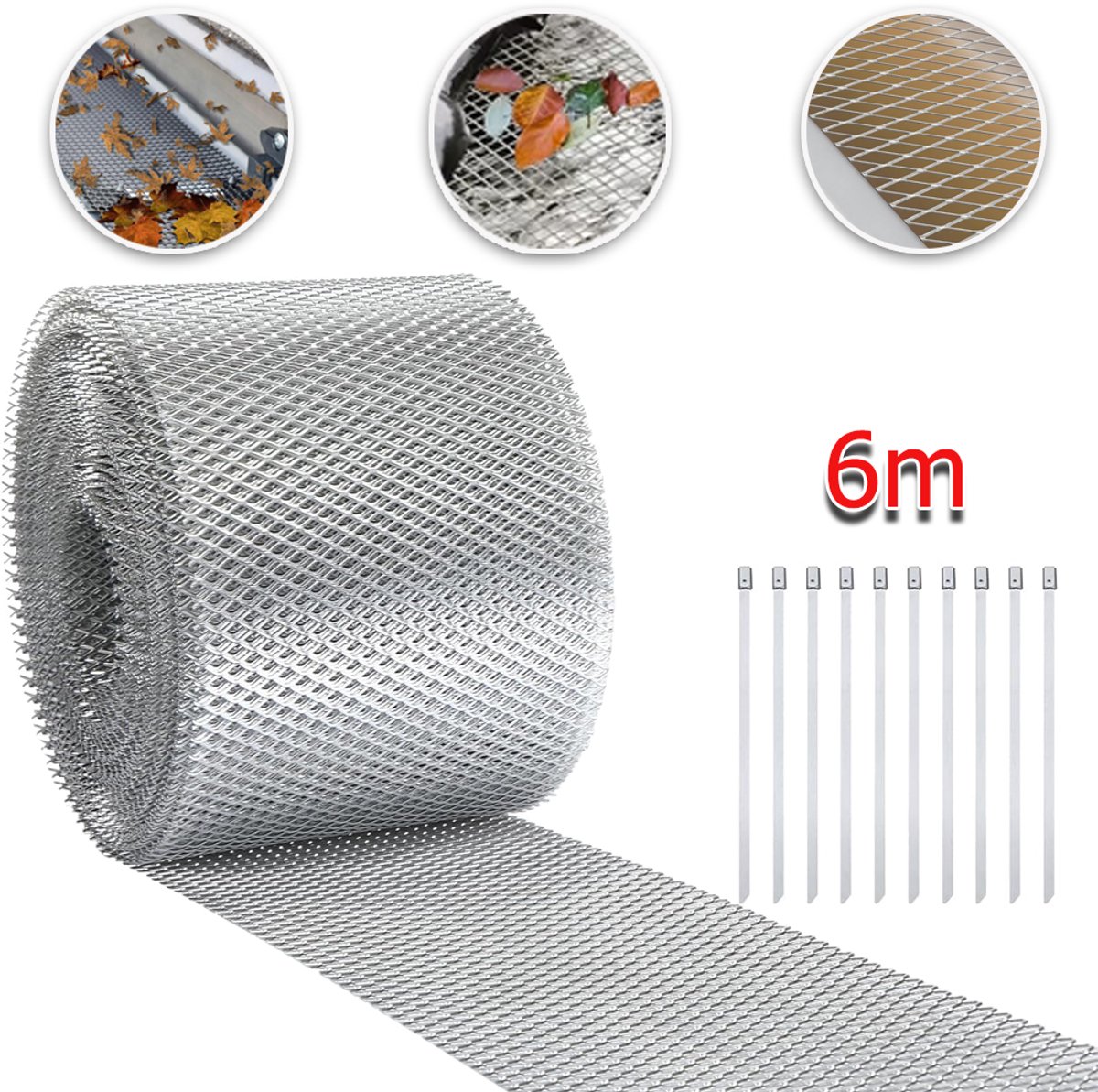 Weerbestendig Aluminium Gootnet – 12,7 cm x 6 m Voor Goten Met Een Diameter Van ≤12,7 cm – Roestvrij En Geen Gereedschap Nodig – Beschermt Tegen Bladeren, Takken En Dieren