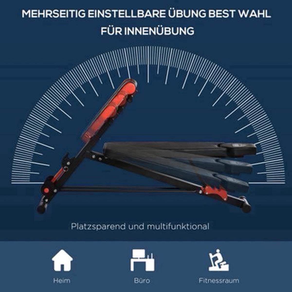 Verstelbare Fitnessbank – Multifunctionele Trainingsbank – Gewichtbank – Buikspierbank – Home Gym Bank – Zwart Rood – Stalen Frame – 7-Voudig Verstelbaar