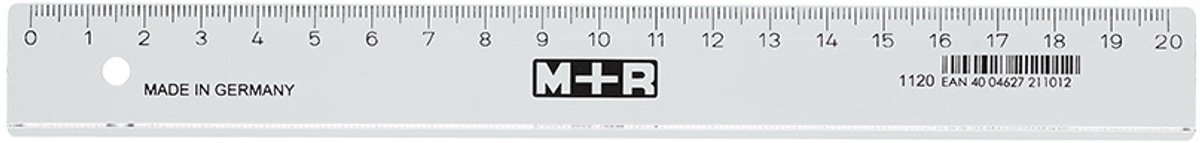 M+R - Liniaal 20 cm - Plastic Transparant - en Flexibel Onbreekbaar - MR-11200300
