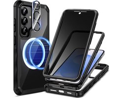 Seacosmo Inkijkbescherming voor Samsung S25 hoes (compatibel met MagSafe), anti-spy 360 graden telefoonhoes met 2 voorzijde (met privacy displaybescherming + zonder displaybescherming) en camera