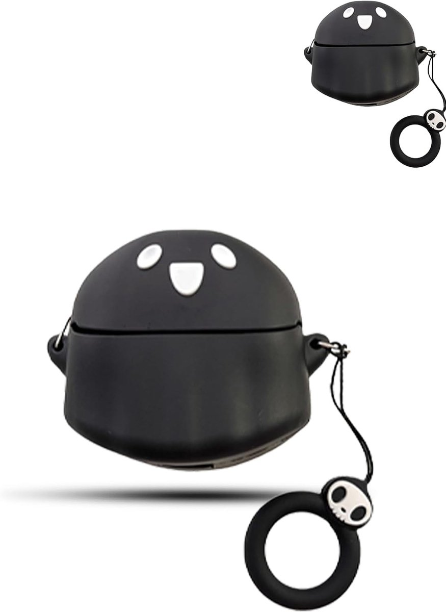 Hoes voor Anker Soundcore Liberty 4 NC Wireless Headphones, daunke zachte siliconen beschermhoes, huidvriendelijk spookvormig etui met koord, volledige bescherming, zwart