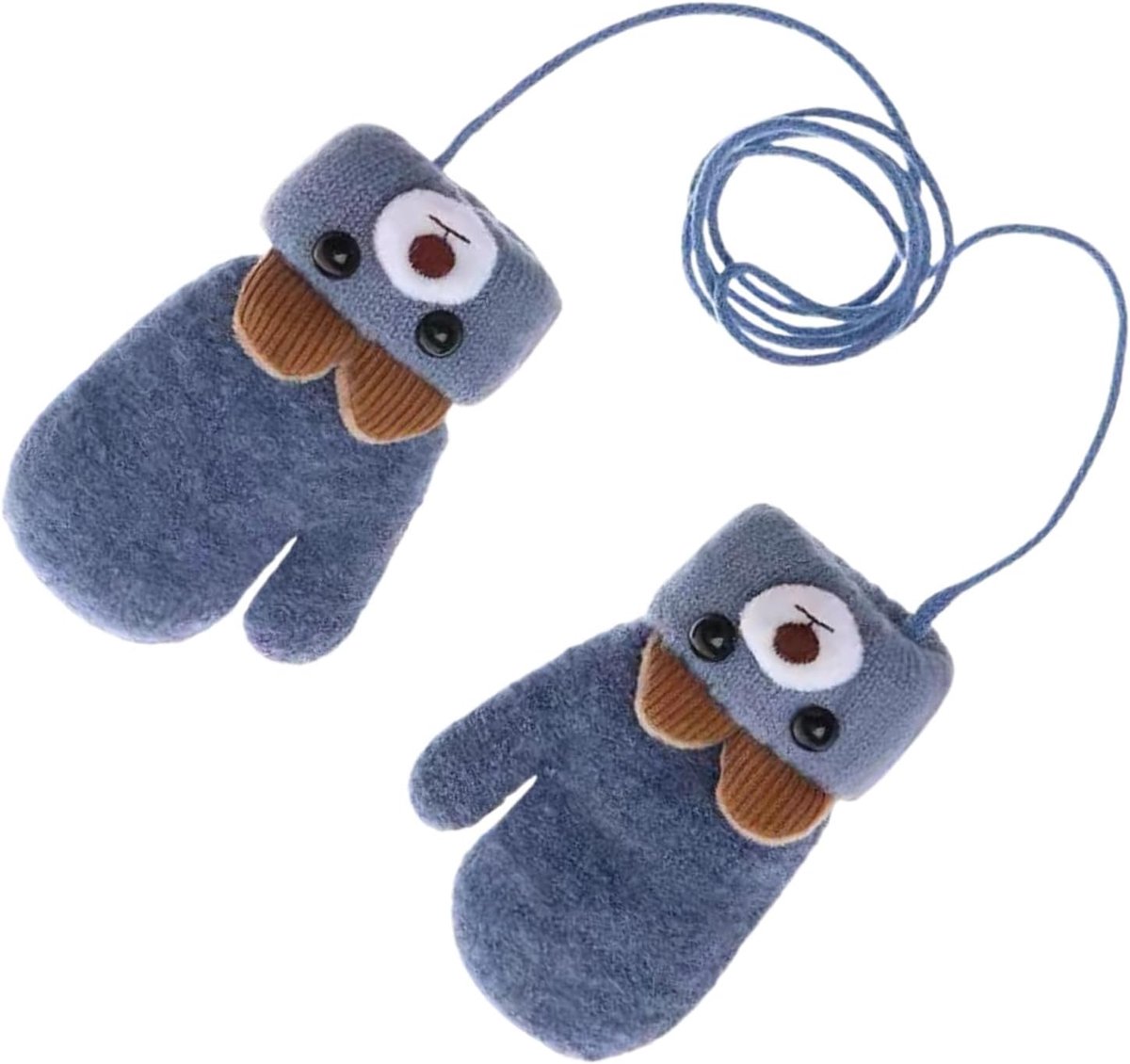 Handschoenen voor peuters, winterhandschoenen met warme fleecevoering en beer-design, elastisch en thermisch, met omhangband, voor baby's van 0 tot 3 jaar, in het koude seizoen