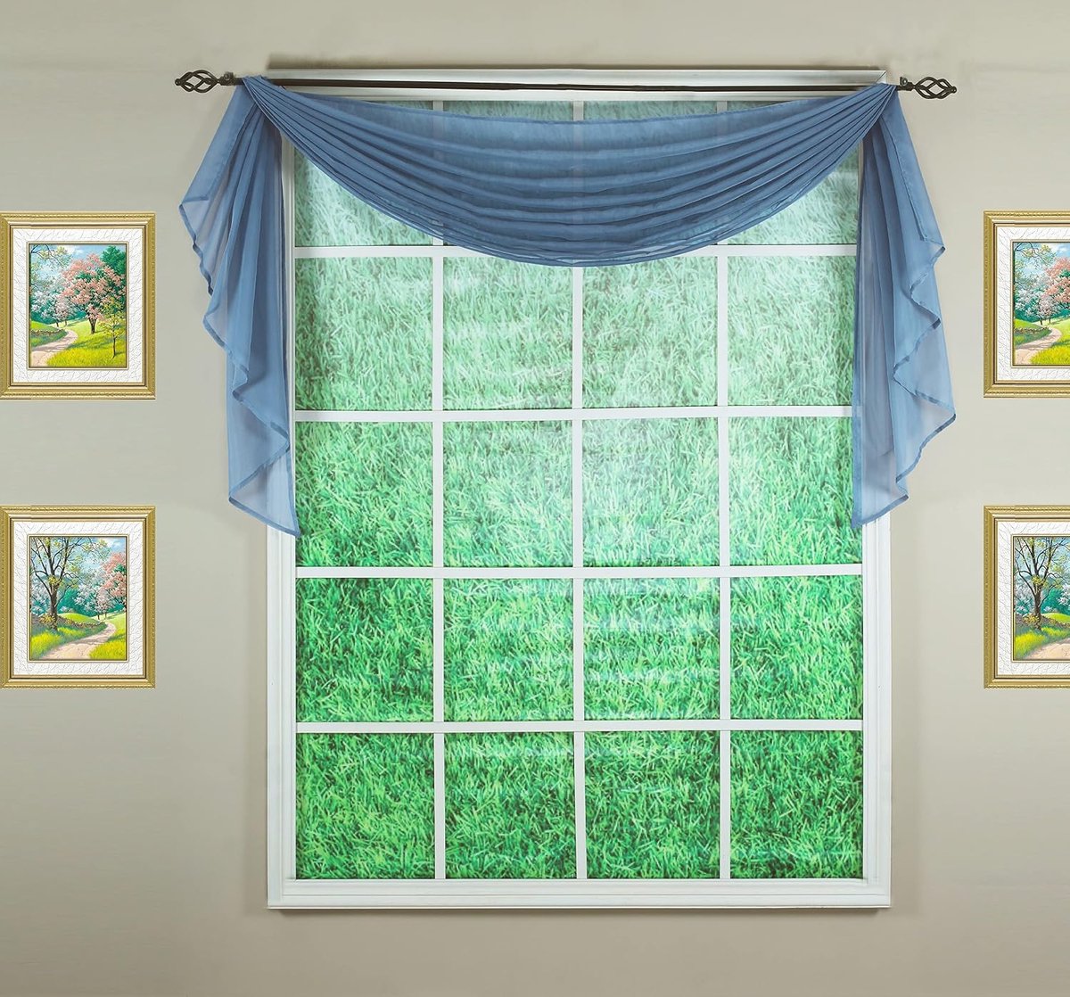Curtain Emelia Original Voile Sjaal 144", Wedge Blauw, 45" B x 145" L