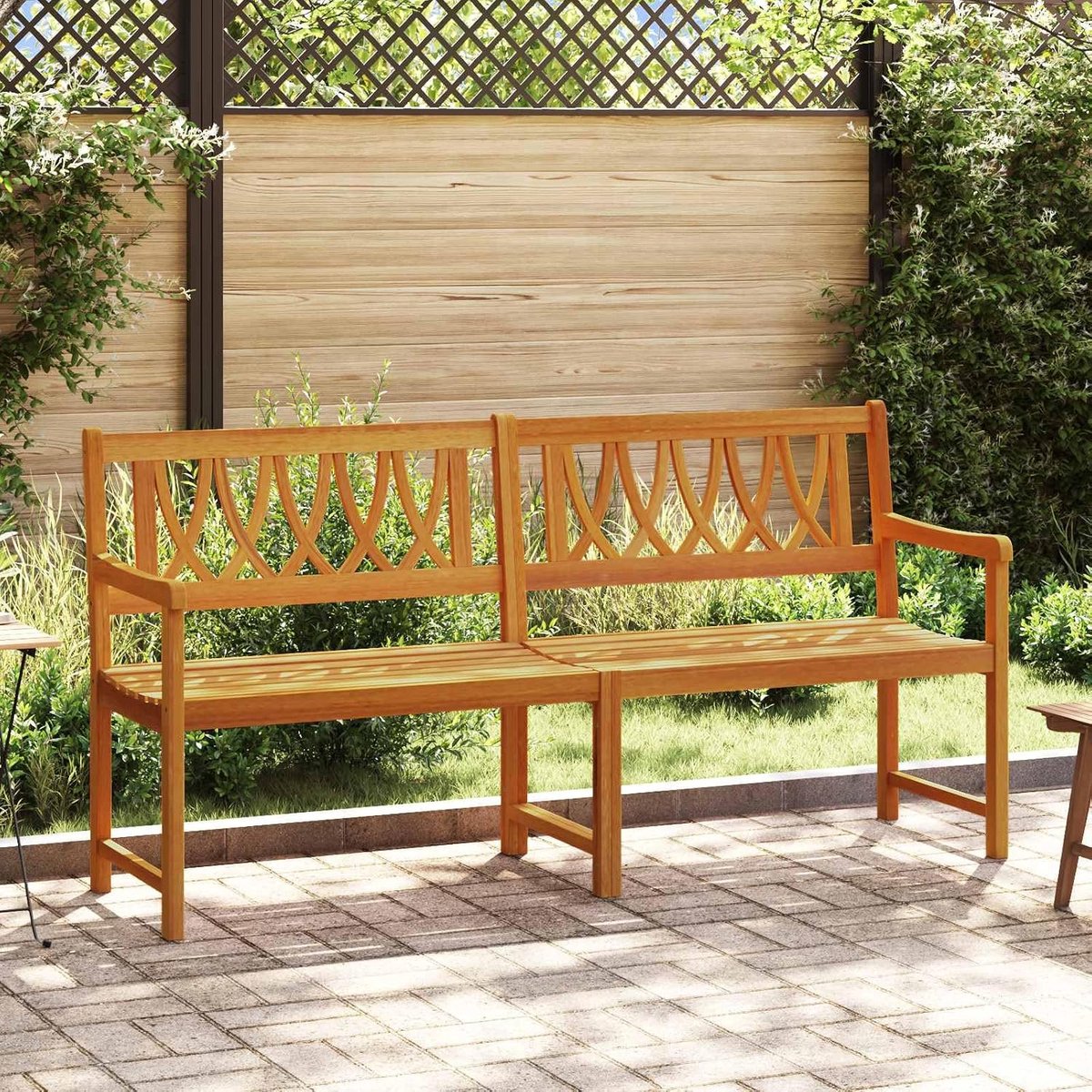 Naturel 180 x 55,5 x 90 cm Massief Acaciahout Buitenbank Weerbestendig Rustiek Hout met Armleuningen voor Tuin Terras en Balkon Zwaar Draagvermogen 110 kg
