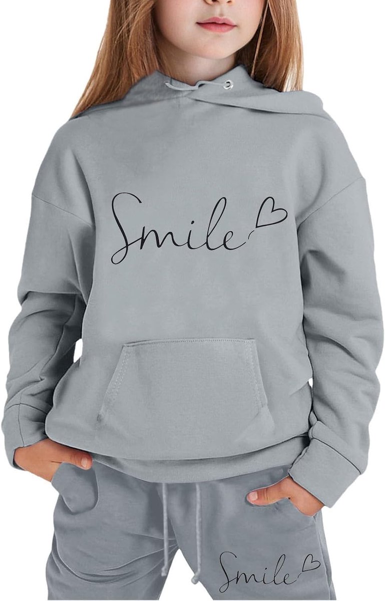 Lichtgewicht sweatshirt met capuchon met lange mouwen en lange broek voor kinderen, jongens en meisjes