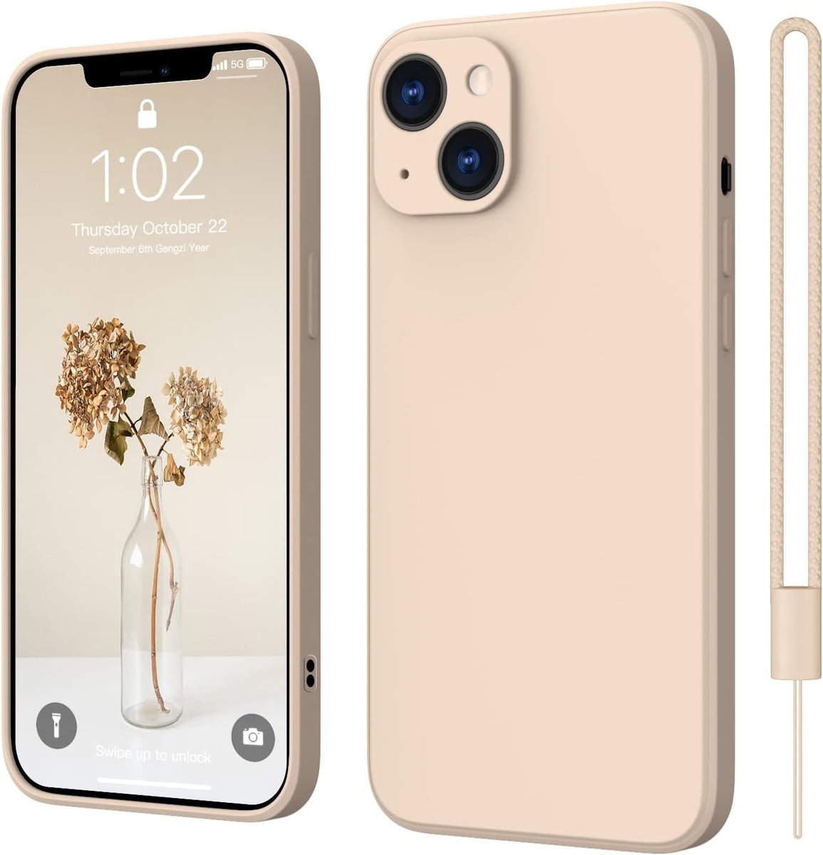 iPhone 13 Mini siliconen hoes, telefoonhoes voor iPhone 13 Mini, ultradun, met microvezel, krasbestendige bescherming rondom, beschermhoes, hoes voor iPhone 13 Mini, kaki