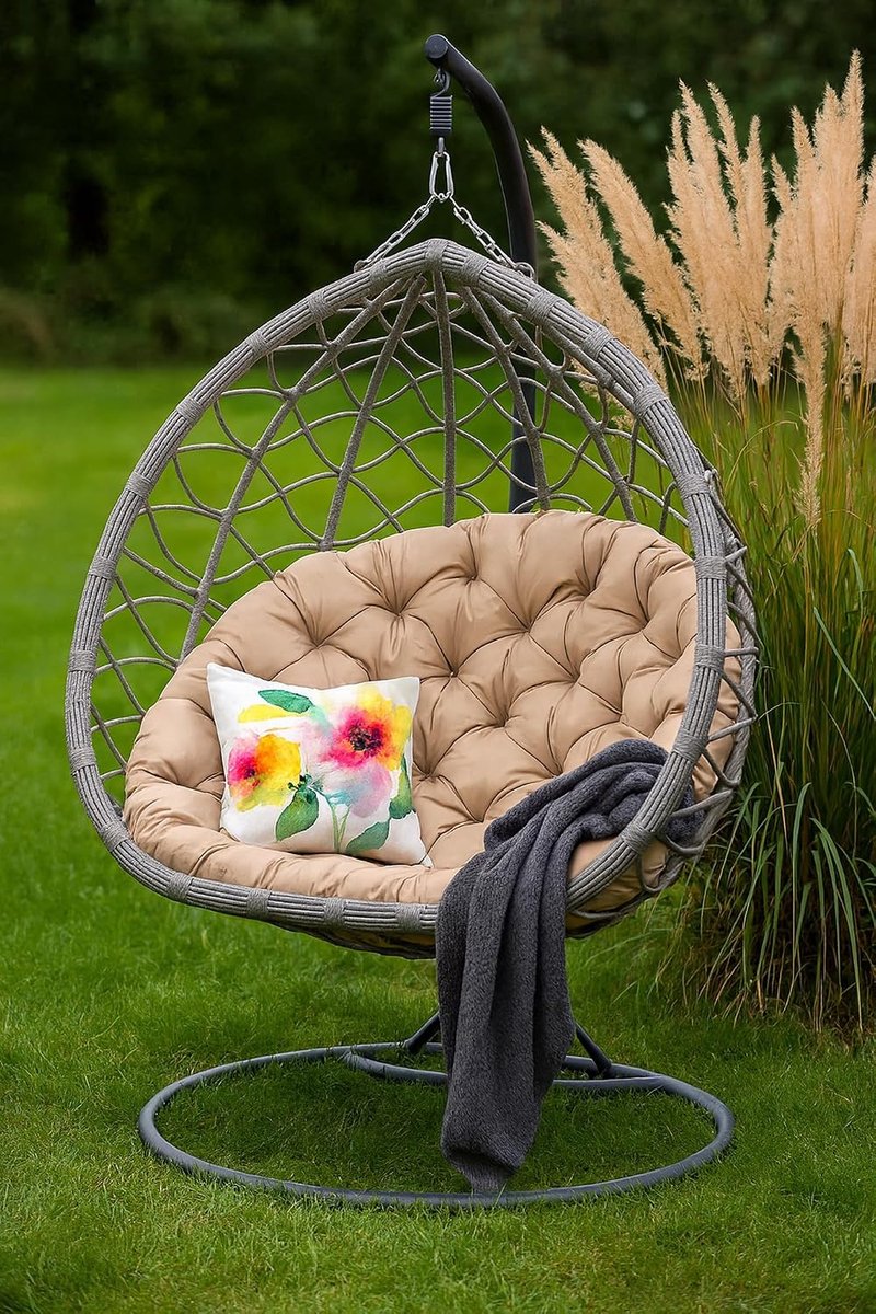 Kussen voor hangstoel, 130 x 100 cm, kussen voor hangmand, hangstoel, kussen, hangmand, schommelmand, rugkussen (beige)