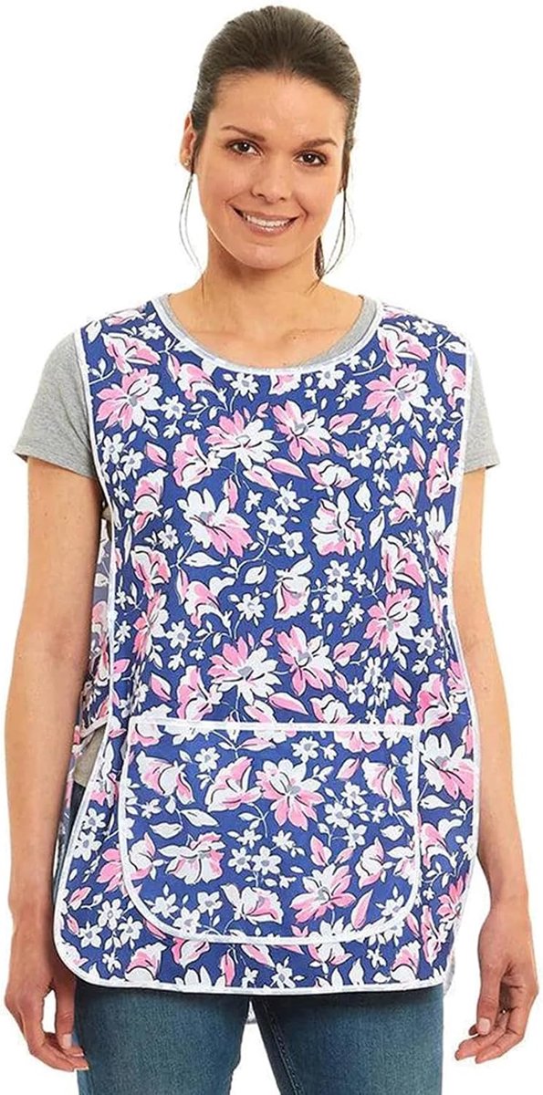Bloemenontwerp met biezen tabard schort overalls voorvak stijlvolle tabellen voor vrouwen casual schorten voor vrouwen te gebruiken in huis keuken restaurants coffeeshops UK Made