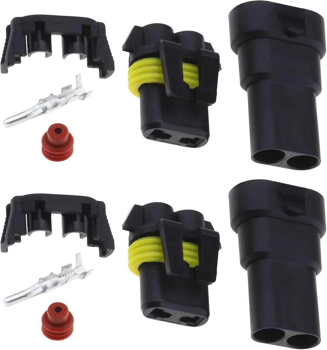 2 Sets HB3 HB4 9006 Headlight Light Bulb Socket Adapter 2 Pin Fog Light Replacement Repair Bulb Holder Connector for Headlight Fog Light (1 Male & 1 Female)