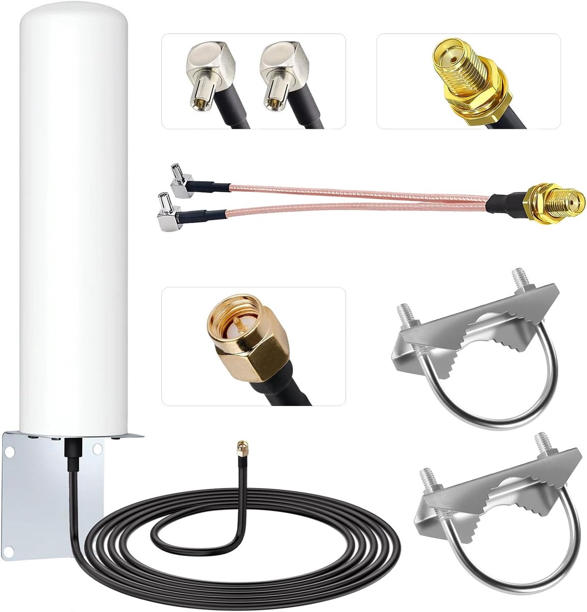 4G LTE 10-12dBi Hoge Gain Antenne Compatibel metHuaweiZTE 4G LTE Hotspot Router ModemNetgearNighthawk M1 MR1100, Lange Afstand Outdoor Antenne met SMA-stekker/Dual TS9 Connector Adapter