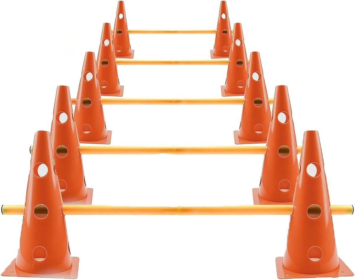Set voor honden, sporthanden, obstakels voor kinderen, honden, 10 kegels, 23/32 cm hoog, voetbaltrainingsaccessoires voor trainingsoefeningen, oranje, 23 cm