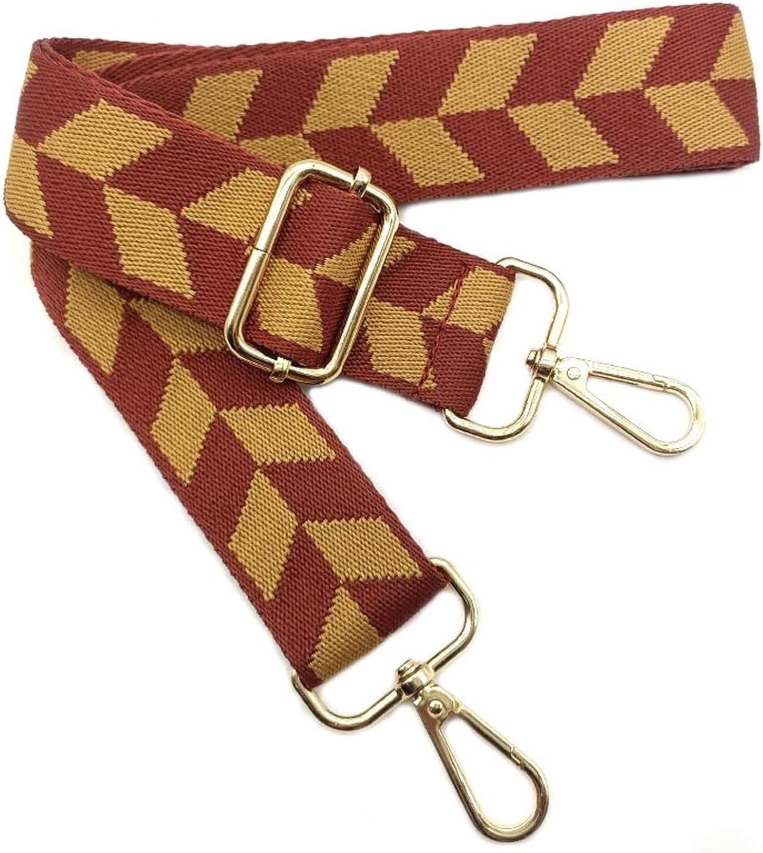 schouderriem, tasriem, rood en geel, tasriem om te wisselen, tasriem breed met karabijnhaak, goud, 80-130 cm draagriem, tas voor dames, schoudertas, handtas, 3,8 cm, 2