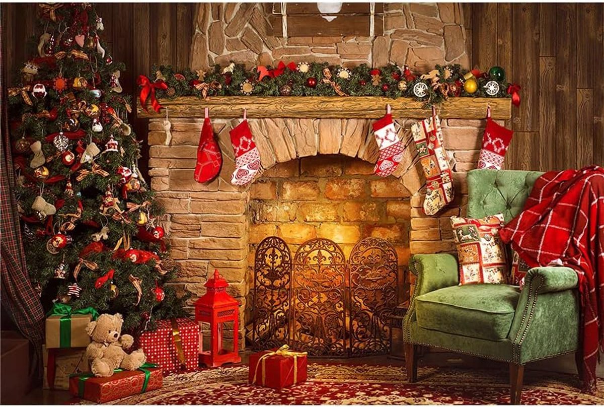 fotografie achtergrond, 5* 6,5 ft/1,5* 2 m Ci-Fotto foto achtergronden open haard bank kerstboom achtergrond, home party decoratie achtergrond, kinderen fotografie achtergronden