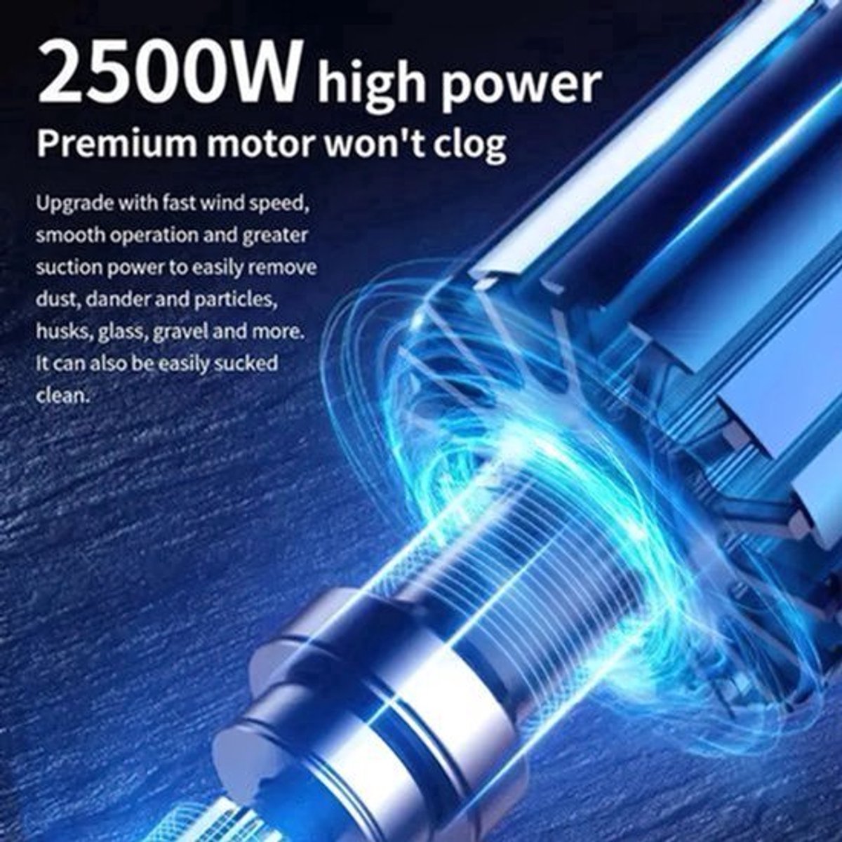Stofzuiger - Vacuum Cleaner - Snoervacuüm - Multi-Cyclonische Filtratie - Draagbaar - Zonder Zak - voor Harde Vloeren Tapijten - Dierenhaar - 2500W - 220V - 50/60Hz - 15000PA - Blauw