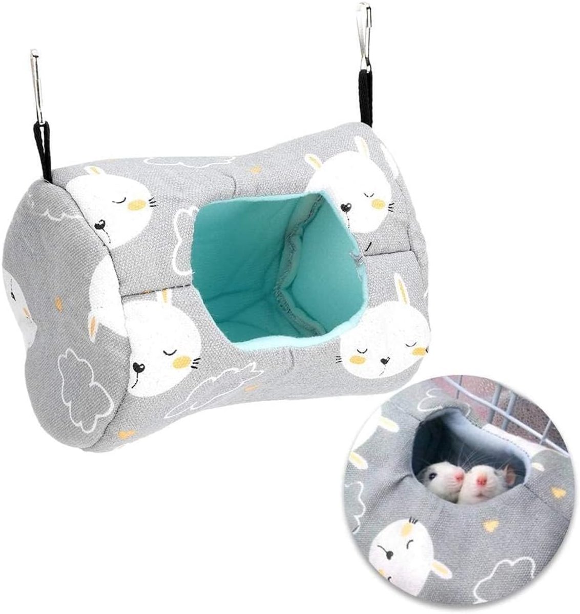 Hangmat van canvas voor kleine dieren, hangbed voor hamsters, ratten, dwergkonijnen, muizen en gerbillen, kooischommel, comfortabel en speels accessoire