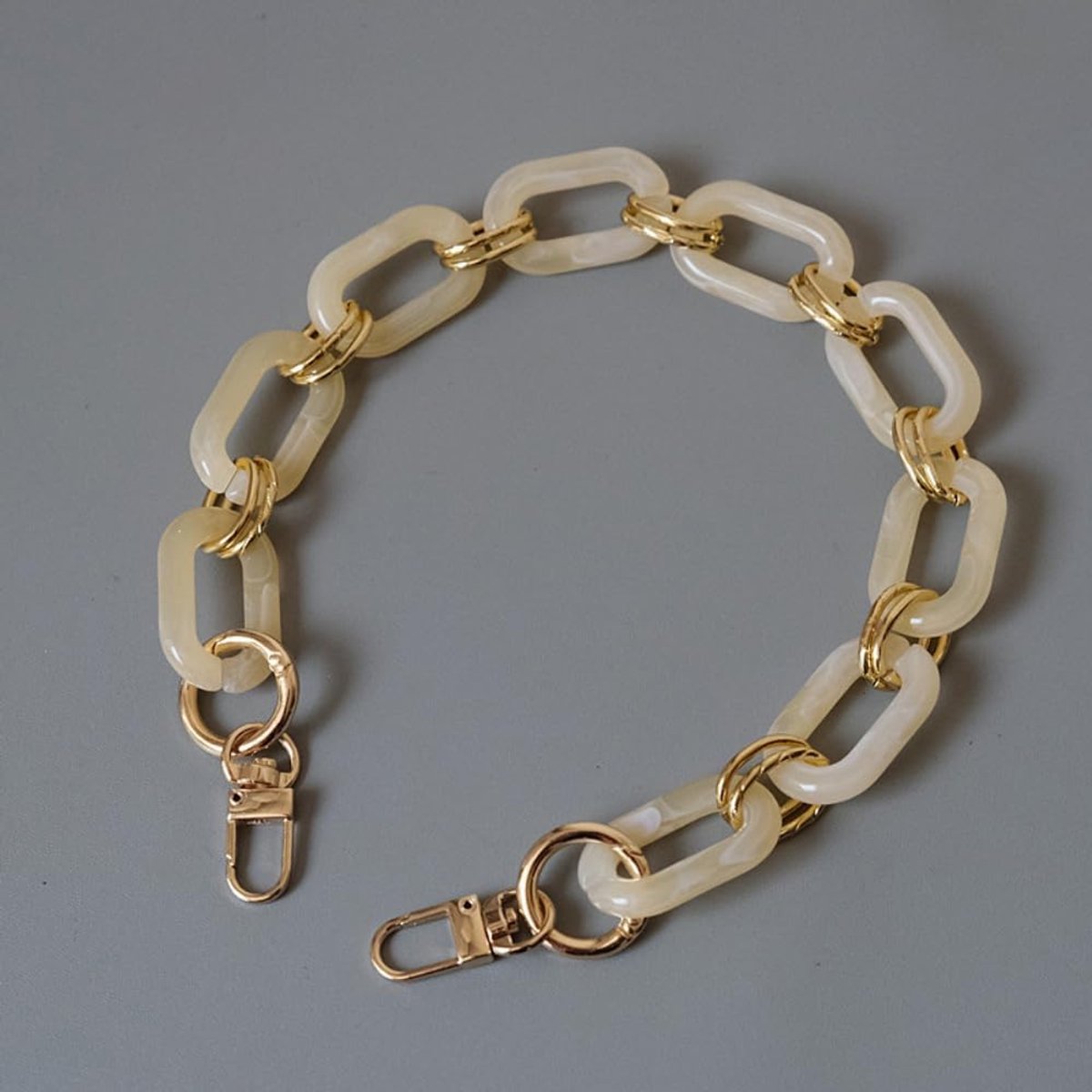 1 stuk zakketting van acryl, handtas, kettingriem voor dames, reserveriem voor tas, draagriem voor doe-het-zelf tas, voor tas, handtassen, crossbody schoudertas, portemonnee, beige, 85 cm