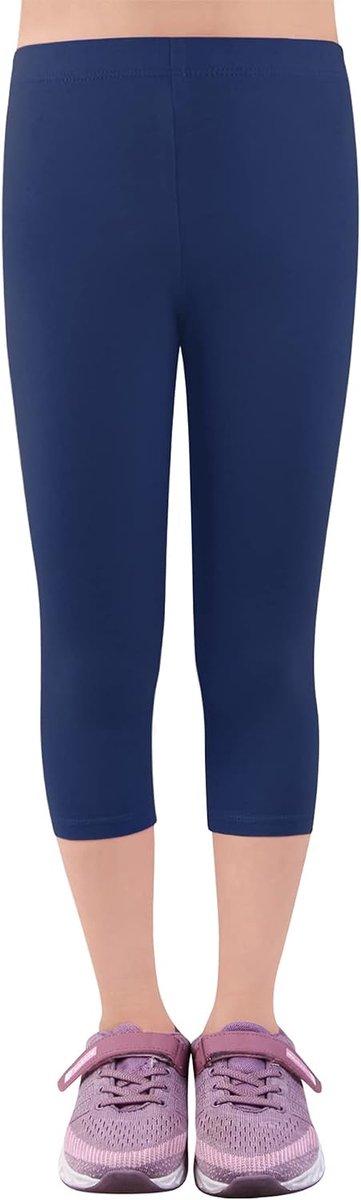 2723 Driekwartlegging voor meisjes, capribroek van katoen, schoolkleding, leeftijd 4-18 jaar, Afzonderlijke verpakking donkerblauw, 122/128 cm