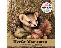 KleurLab® - Herfst Momenten - Kleurboek voor Volwassenen - 21x21 cm - 60 Kleurplaten - Herfst - Natuur - Enkelzijdig bedrukt