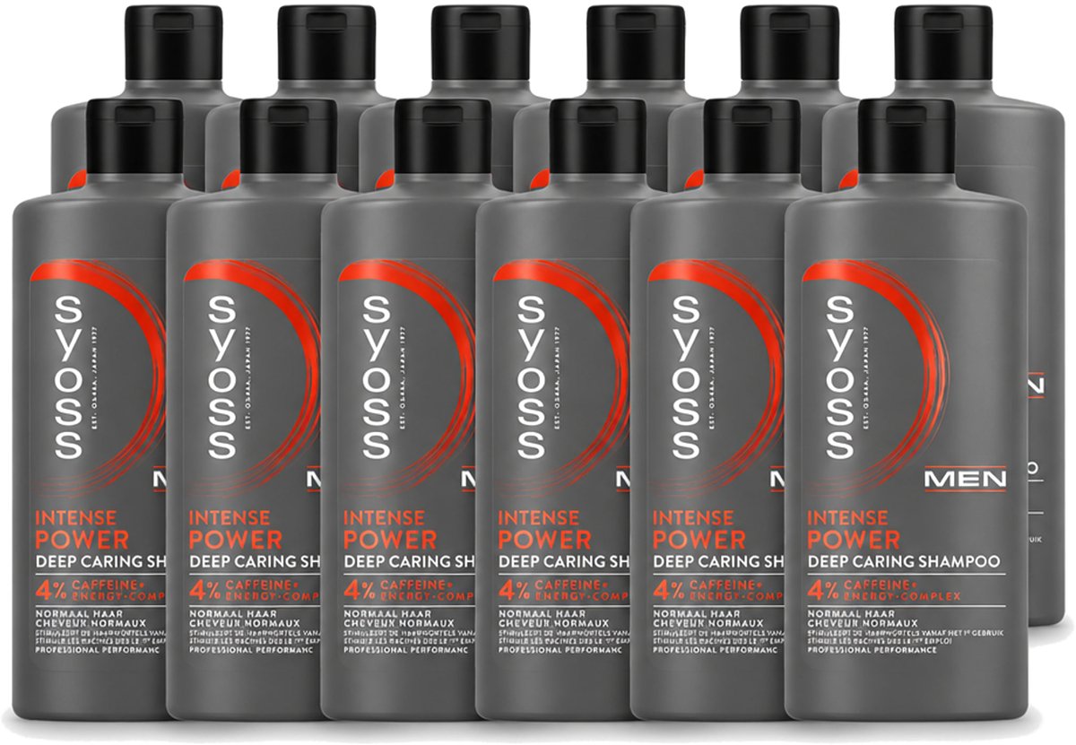 12 x SYOSS - Men Power - Shampoo - Langdurige Styling - 440ml - Voordeelverpakking - 12 stuks