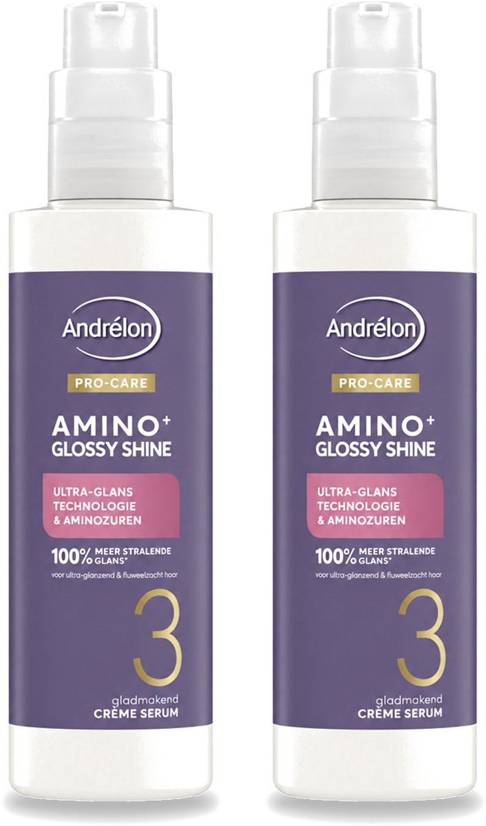 2 x Andrélon – Crème Serum – Pro Care Amino+ Glossy Shine – 200 ml - Bulkverpakking - 2 stuks