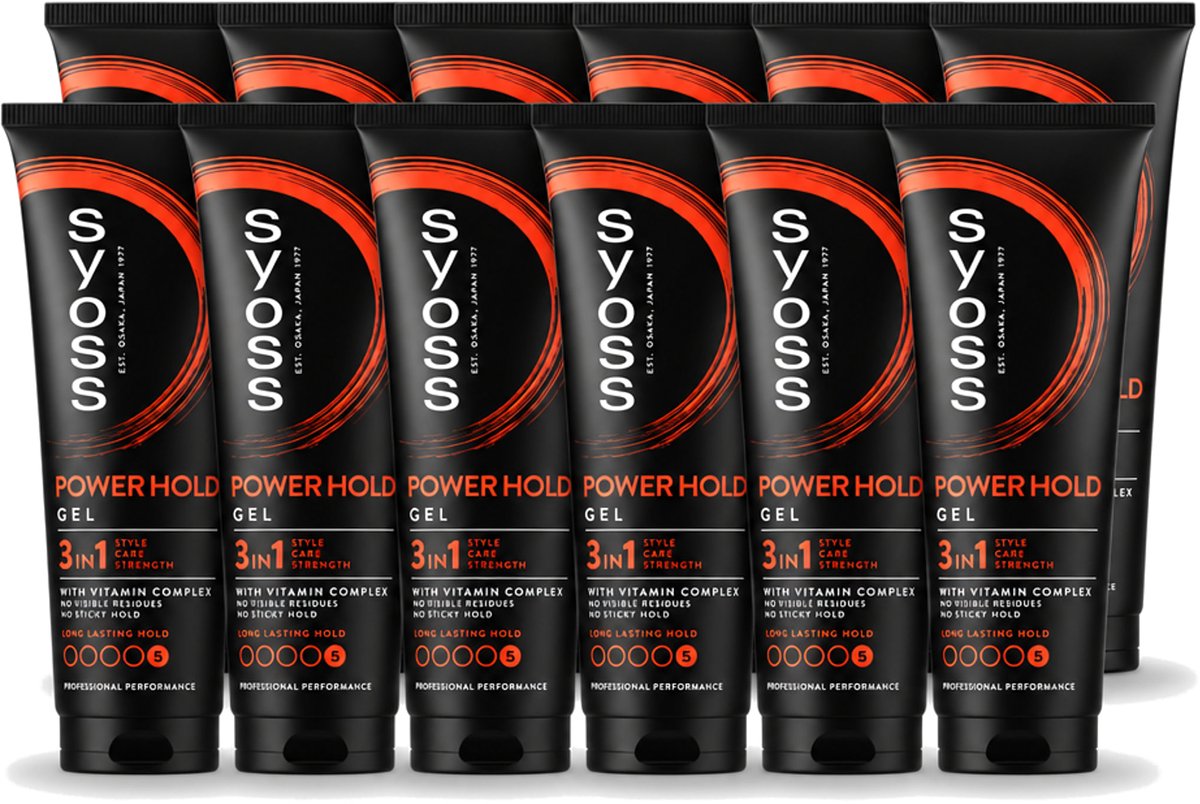 12 x Syoss - Power Hold - Haargel - Extra Sterke Fixatie - 250 ml - Voordeelverpakking - 12 stuks