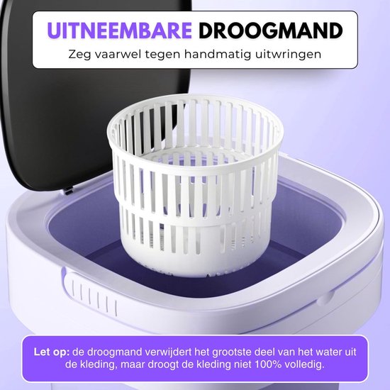 Boncy® Premium Mini Wasmachine met centrifuge - 11L Paars - Compacte Opvouwbare Miniwasmachine - Kleine Wasmachine Opvouwbaar - Ideaal voor Camping Apartement Kamer of Reizen - 4 kg + van Boncy — afbeelding 2