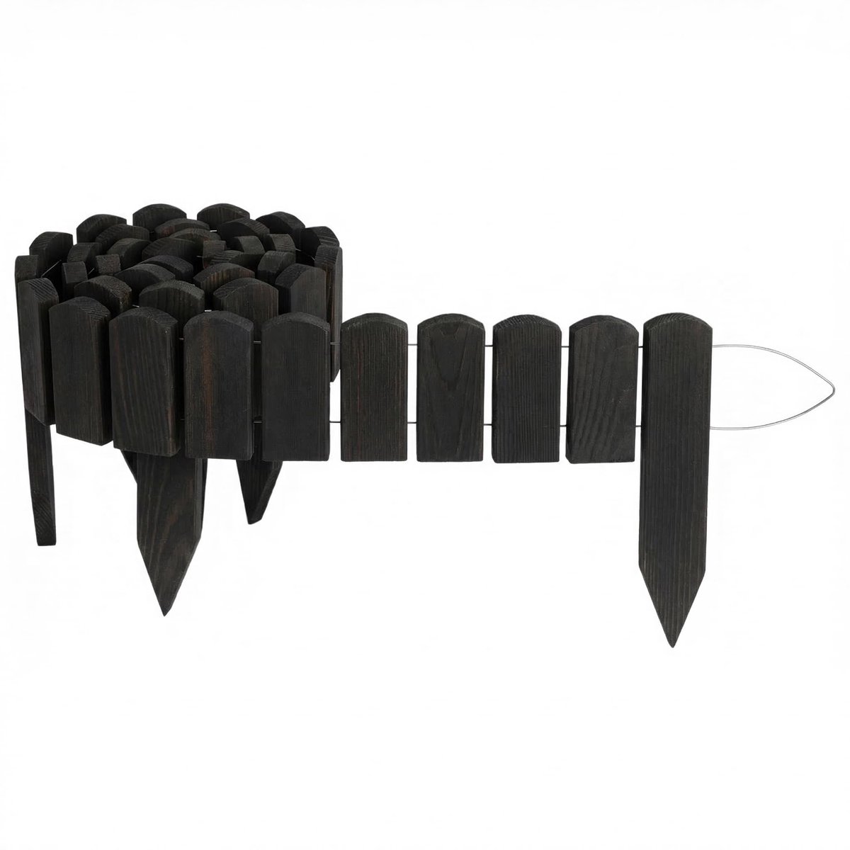 Creative Home Gazonrand Houten borderrand 200 x 10 cm (LxH) zwart, Flexibele borderomranding 10 cm Hoge tuinafscheiding om in de grond te steken, Ideaal als borderomranding