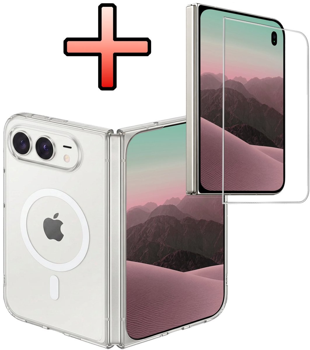 Hoesje - Met Screenprotector - Geschikt voor Apple iPhone Duo - Magsafe Compatible - Sterk & Shockproof - Back Cover - Shock Proof Case - Telefoon Hoes - Transparant